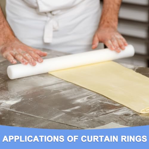 Fondant Rolling Pin - Fondant Cake Dough Roller Non-Stick No Handle Rolling for Baking Kitchen Tool Rolling Pin with Rings PP - (12" x 1.38", White)