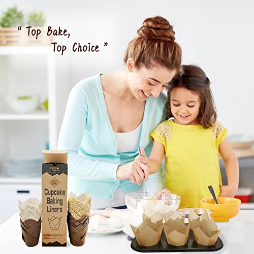 Bake Choice 200pcs Standard Tulip Cupcake Liners with Four Fancy Designs