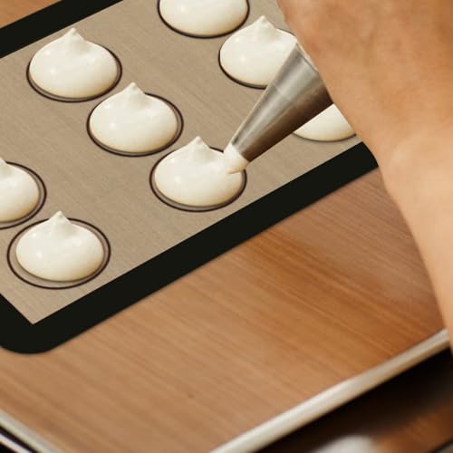 Silicone Baking Mat Macaron - Set of 3 (2 Half Sheet Liners and 1 Quarter Sheet), Non Stick Silicon Cookie Oven Liner For Macaroons, Bake Pans, Pizza, Toaster, Cake and Bread Making (Black) - color: Black