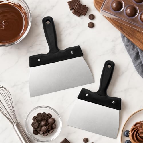 Peohud 2 Pack Coating Spatula for Chocolate, Stainless Steel Chocolate Scraper, Chocolates Thermostat Spatula for Smoothing Dough, Cake