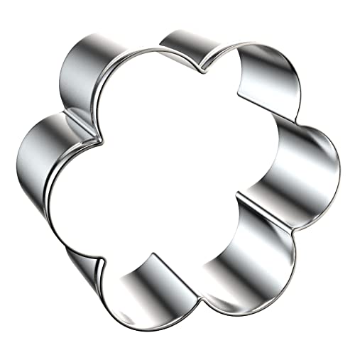 Scallop Flower Cookie Cutter Set Large - 5 Inch, 4 Inch, 3 Inch, 2 Inch - Six Petal Scalloped Edge Spring Flower Cookie Cutters Shapes Molds - Stainless Steel - color: Six Petal Flower