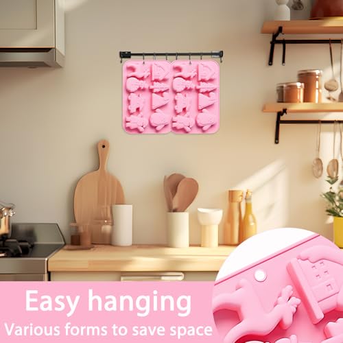 Christmas Silicone Baking Molds, 8-Cavity, 20.1x14.2 cm, Pink, 2 Pack - color: Pink-QY276