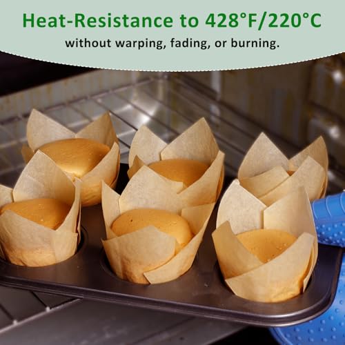 Caperci 150pcs Tulip Cupcake Liners Parchment Paper Muffin Cups for Baking - color: Natural (150-Count)