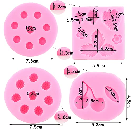 ZiXiang Blueberry Raspberry Cherry Strawberry Cake Fondant Molds Set Of 4 - color: Style A