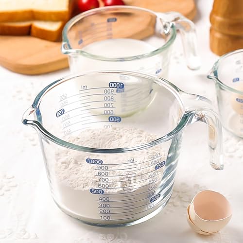 Clear Glass Measuring Jug 3 Pack Kitchen Measuring Cups with Scale - color: Transparent