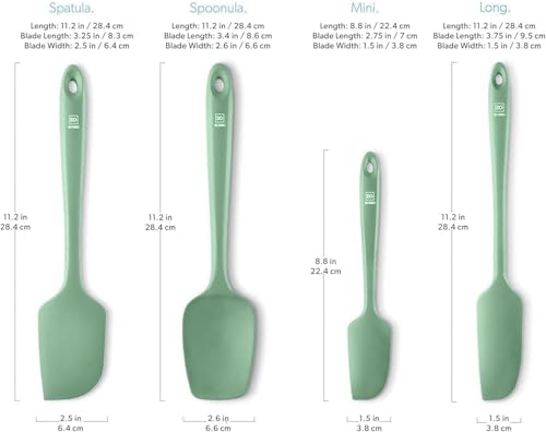 DI ORO Silicone Spatula Set - 600F Heat Resistant, 4-Pc Sage - color: Sage