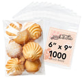 6x9 Self Sealing Cellophane Bags (1000 Pack) - Clear Cookie Bags - size: 6" X 9"