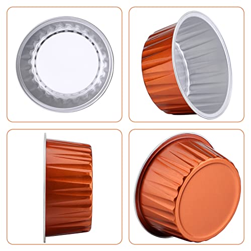 EUSOAR Foil Baking Cups, 30pcs 5oz Disposable Aluminum Foil Cups Cupcake Containers Wrappers with Lids, Dessert Cups with Lids Mini Aluminum Cheesecake Pan Creme Brulee Ramekins-Caramel - color: Caramel, size: 30pcs