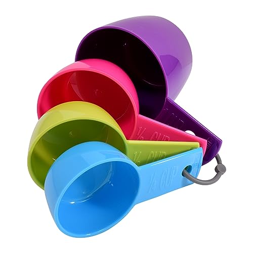 R&M Colorful 5-Piece Measuring Spoon Set – Nesting Plastic Tbsp, 1/2 Tbsp, Tsp, 1/2 Tsp & 1/4 Tsp - style: Measuring Cups