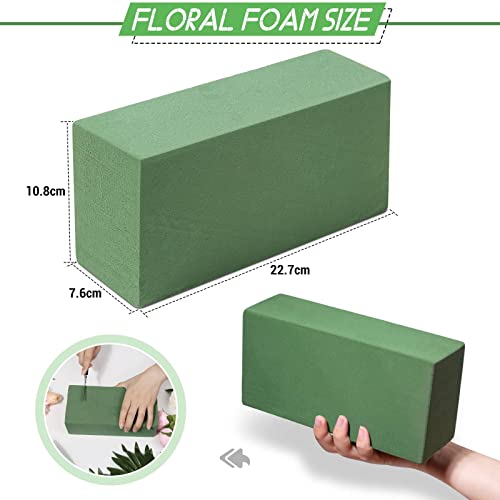 6 Pcs Floral Foam Blocks for Flower Arrangement (Larger Size 9” Lx4.3” Wx3” H) Wet and Dry Green Floral Foam for Wedding, Birthdays, Home Decorations (Pack of 2) - size: Large Size (Pack of 2)