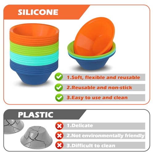 Webake 24 Pcs Platinum Silicone Puto Molder Filipino Medium-Size, 2.75" Reusable Puto Baking Cup for Steamer, BPA-Free & Non-Stick, Plastic Replacement Baking Cup, Great for Bite-Size Muffin, Tart - size: 2.75"