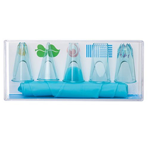 Ateco 6 Piece Cake Set, 5 Thermoplastic Tubes and 1 Reusable Superflex Silicone Decorating Bag - style: #784 6 pc Decorating Set Tubes and Bags