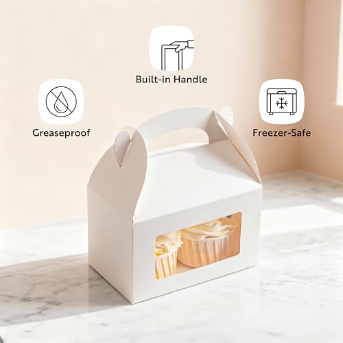 Restaurantware White Paper Gable Box Take Out Container, 25 Pack