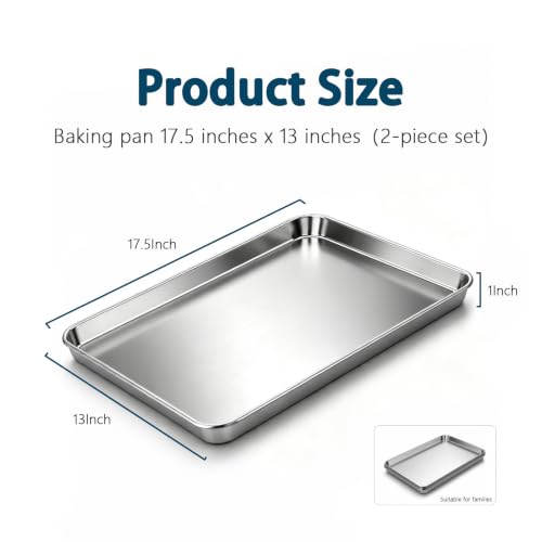 Baking Sheet Set of 2, 18 Inch Stainless Steel Cookie Sheets, 0.8mm Thick - size: 18" 2-Pack