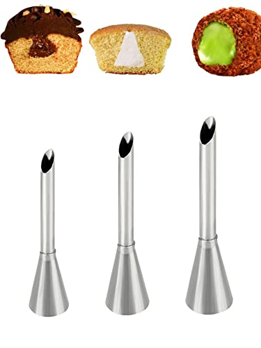 Bismark Piping Tips Set for Donut Filler, Eclair & Cupcake Filling, 3 Pcs - color: L
