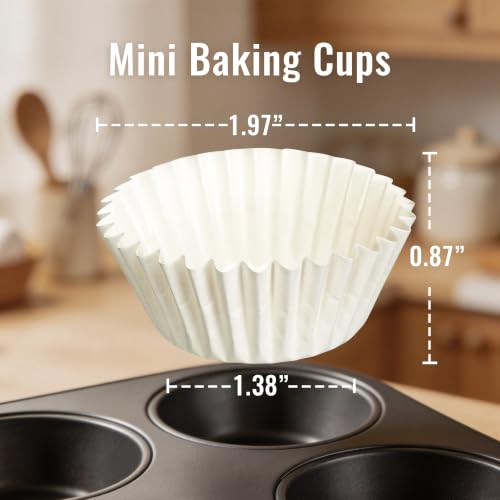 LotFancy 500Pcs Mini Cupcake Liners for Baking, White Mini Muffin Liners - color: White