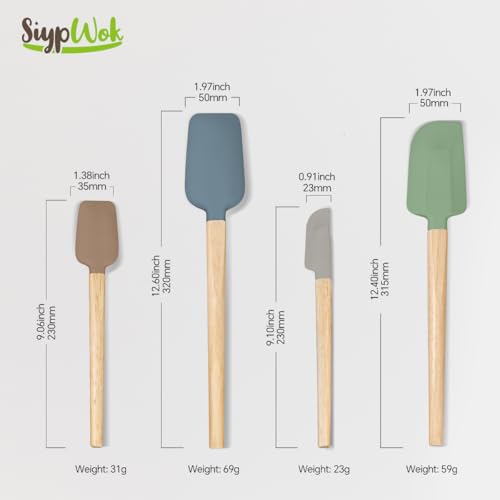 Silicone Spatula Set, Food Grade Rubber Spatula-4 Piece Nonstick Rubber Spatulas, Spoonula, Jar Scraper for Cooking, Baking, Mixing, Frosting - Heat Resistant Up to 600°F (4 Pcs Spatula Black) - color: Black