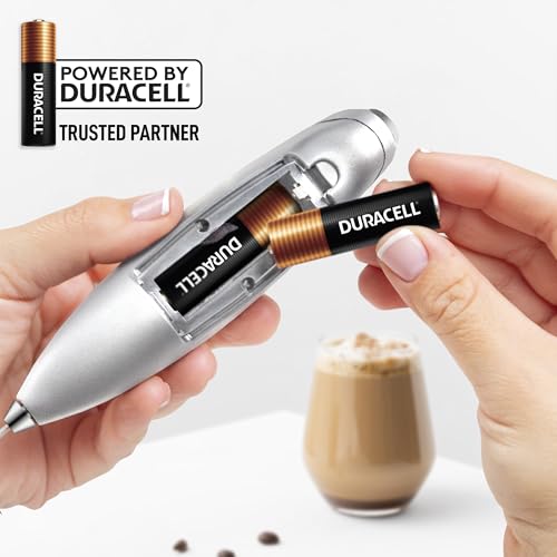 Zulay Kitchen Powerful Milk Frother Wand With Duracell Batteries - Ultra Fast Handheld Drink Mixer - Electric Whisk Foam Maker for Coffee, Lattes, Cappuccino & Matcha - Triple Whisk - Luminous Silver - color: 08 - Alpha Silver, size: Triple Whisk + Batter