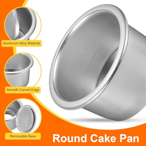 HARFINGTON 2Pcs Round Cake Pan with Removable Loose Bottom 2" Small Cheesecake Pan Anodized Aluminum Nonstick Baking Pan for Wedding Birthdays Party Event - color: Silver Tone, size: 2"
