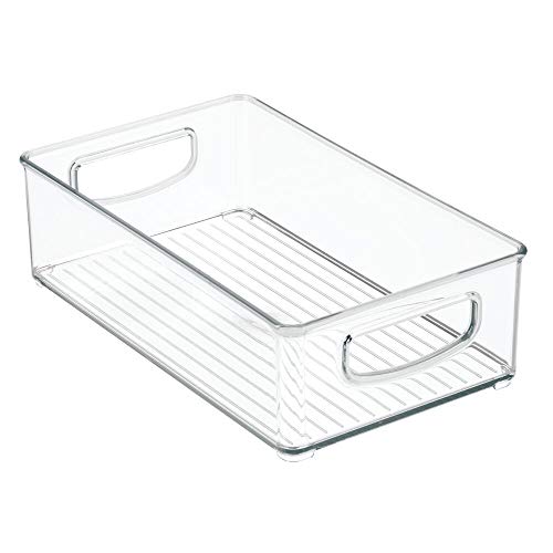 mDesign Small Plastic Baby Nursery and Food Organizer -Storage Holder Bin with Handles for Closet, Cupboard, Cabinet, Drawers, Shelves - Holds Canned Food, Bottles, Formula - Ligne Collection, Clear - size: 10 x 6 x 3 (Pack of 1)