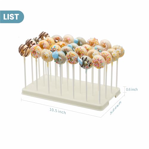 TAIHUIMY 28 Holes Cake Pop Stand for Cake Pops, Lollipop Holder Stand, Cake Pop Display Holder, Candy Pop Holder,Cakepopsical Stand for Weddings, Baby Showers, Birthday, Party (BEIGE) - color: BEIGE