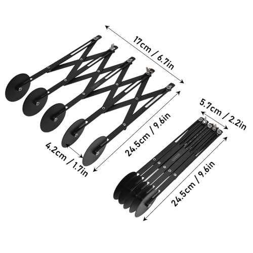 5 Wheel Pastry Cutter, Expandable Stainless Steel Pizza Slicer & Pasta Cutter, Adjustable Dough Roller Cutter for Baking Pastries Brownies and Pizza Kitchen Tool (Black)