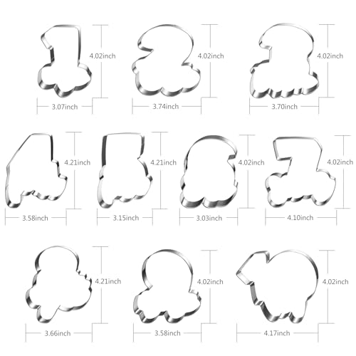 LUBTOSMN 10 Pcs Large Number Cookie Cutter Set with Word, Dishwasher-Safe