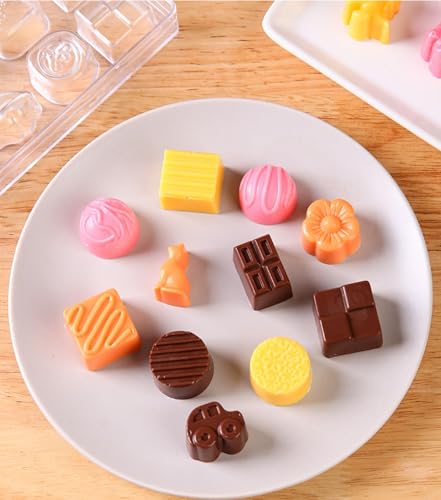 21 Grid Chocolate Candy Mold PC Polycarbonate Chocolate Making Mould with Scraper (Multiple patterns) - color: Multiple patterns