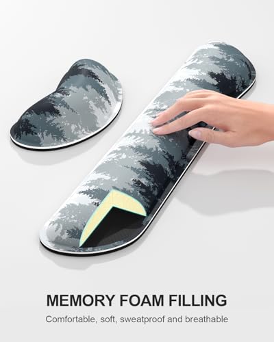 Large Mouse Pad with Wrist Rests for Keyboard & Mouse, Thick Soft Ergonomic Memory Foam Wrist Supports, Big & Long Desk Mat 35.5 x 15.7 in, for Office Gaming Computer, Misty Forest - color: Ink Painting Misty Forest