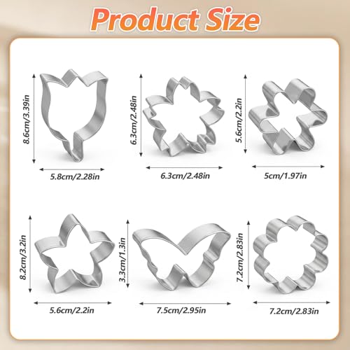 Ymapinc 6pcs Flower Cookie Cutter Set, Cookies, Fondant, Cheese Making