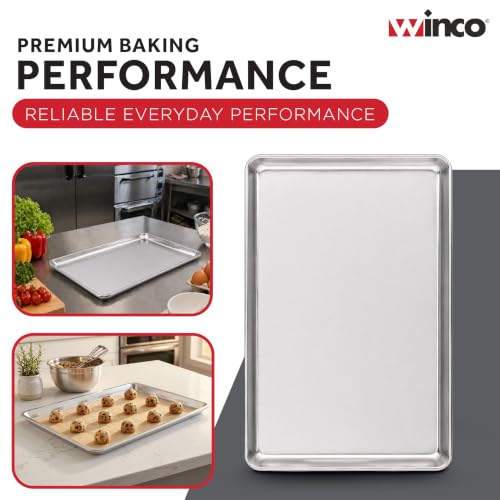 Winco 10" x 13" Aluminum Sheet Pan, 1/4 Size, Reinforced Rim, Closed Bead - size: 1/4 Size / 10" x 13"