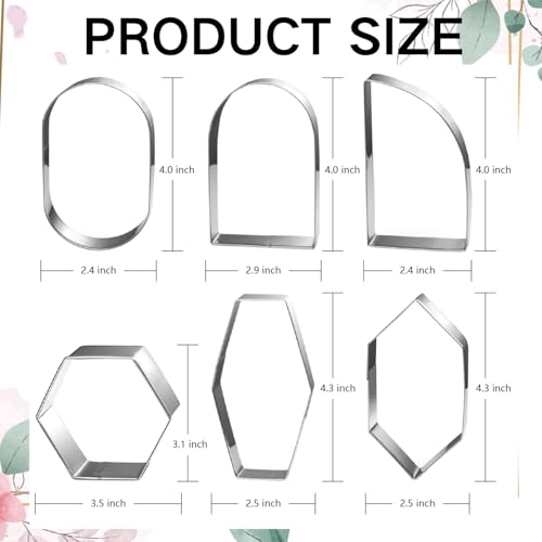 6 Pcs Geometric Plaque Cookie Cutter Set, 4.0" Dishwasher-Safe