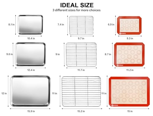 M MCIRCO Baking Sheet with Cooling Rack, Baking Mat Set, Set of 9 - size: 9pcs
