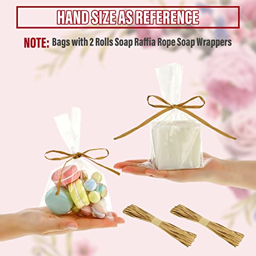 Tudomro 100 Pcs 5 x 8 Inch Clear Cellophane Soap Bags with Raffia Rope