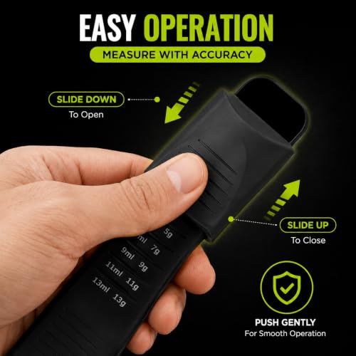 GOCHA Gadgets Adjustable Measuring Spoon, Double Ended, 9-in-1, Black - color: Black