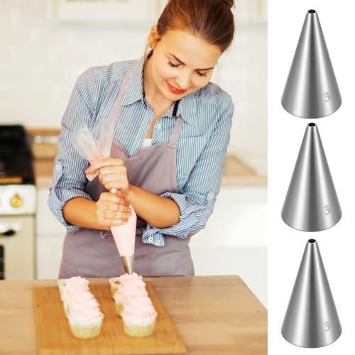 3 Pieces Cake Decorating Tips, #3 Stainless Steel Small Piping Tips - size: #3