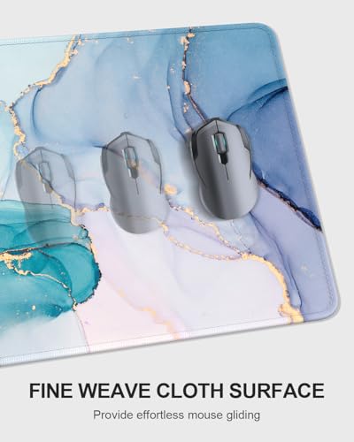 Large Mouse Pad with Wrist Rests for Keyboard & Mouse, Thick Soft Ergonomic Memory Foam Wrist Supports, Big & Long Desk Mat 35.5 x 15.7 in, for Office Gaming Computer, Blue Pink Marble - color: Ink Teal Blue Pink Marble