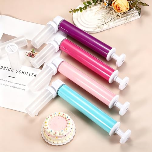 uxcell 2Pcs Manual Air Brush Cake Decorating Cake Air Brush Kit Pink - color: Pink/Blue