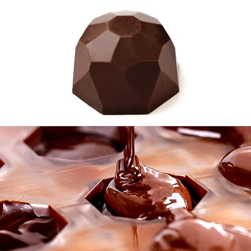 Polycarbonate Chocolate Mold 21 Cavities Diamond Shape Truffle Molds Easy Release & Clean Clear Candy Making Tray for Chocolates, Sweets, Jelly, Candies, Pralines (Diamond)