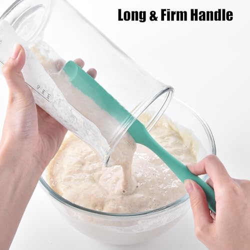 Doosu Silicone Jar Scraper Spatula Long Handle for Peanut Butter (Aqua Sky) - color: Aqua Sky, size: 9.7in (jar spatula)