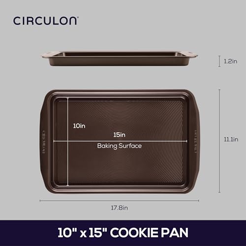 Circulon Nonstick Bakeware, Nonstick Cookie Sheet/Baking Sheet, Chocolate Brown, 10" x 15" (Pack of 6) - color: Chocolate, size: 10" x 15" (Pack of 6)