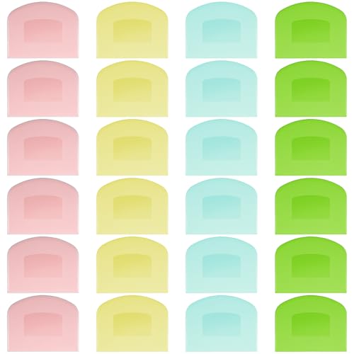 24 Pcs Bench Scraper Dough Scraper for Baking, BPA Free PE Flexible Bowl Scrapers, Food-Safe Plastic Dough Cutter Tool for Bread Cake Fondant Icing (Light Blue, Green, Yellow, Pink)