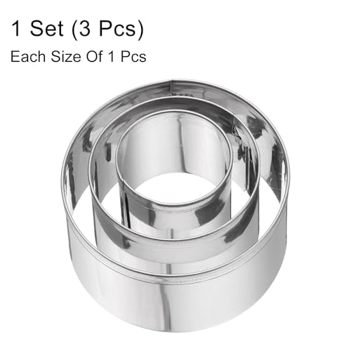HARFINGTON 3Pcs Circle Round Cookie Cutters Set Assorted Sizes Stainless Steel Geometric Holiday Cookie Cutters Biscuit Mould for Pastry Fondant Cake Cookie - style: Circle Round