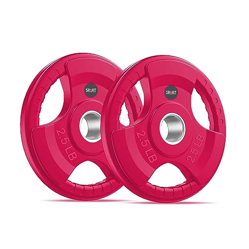 SPART 2-Inch Color Rubber Coated Olympic Grip Plate in Pairs or Single for Strength Training, Weightlifting and Bodybuilding, Solid Cast Iron Weight Plates for Barbell, 2.5LB/5LB/10LB/25LB/35LB/45LB, Two Years Warranty - color: 2.5LB PAIR