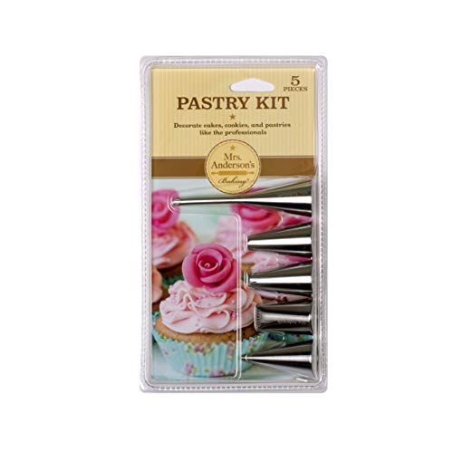 Mrs. Anderson’s Baking Pastry Cookie Cake Decorating Tips, 18/8 Stainless Steel, 5-Piece Set - size: 5-Piece Set