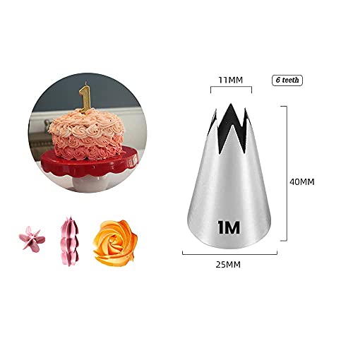 1M 2D 2F Piping Tips Set, Large Icing Tips for Cake Rosettes & Flowers - color: A