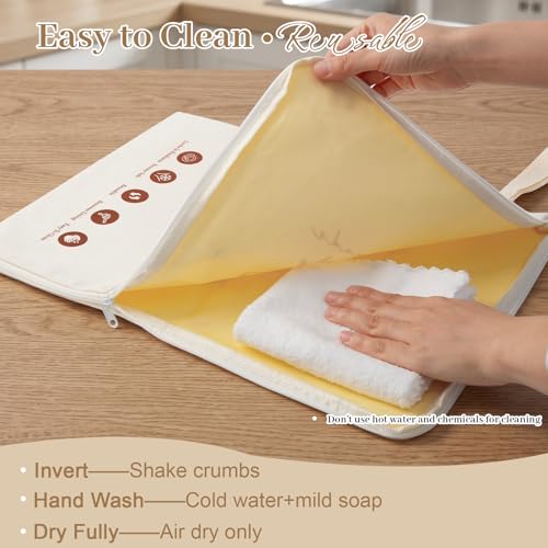 2 Pack Reusable Beeswax Bread Bags for Homemade Sourdough, with Wide Zipper - color: Ivory