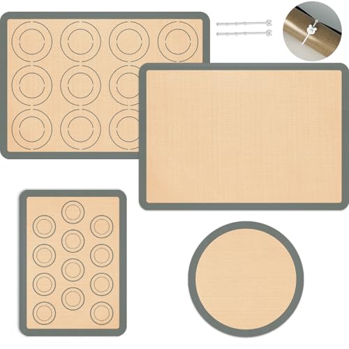 Koolstuffs Silicone Baking Mat Set of 4, Nonstick and Reusable - color: Gray, size: 4 Sheets