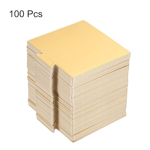 uxcell 100pcs Mini Cake Boards, Mousse Cake Cardboards Square Cake Bases Plates Cupcake Dessert Displays Base Tray for Cakes, Pastries, Dessert Base - Grease Proof (Gold) - color: Gold, size: 3.6 x 3.3 inch