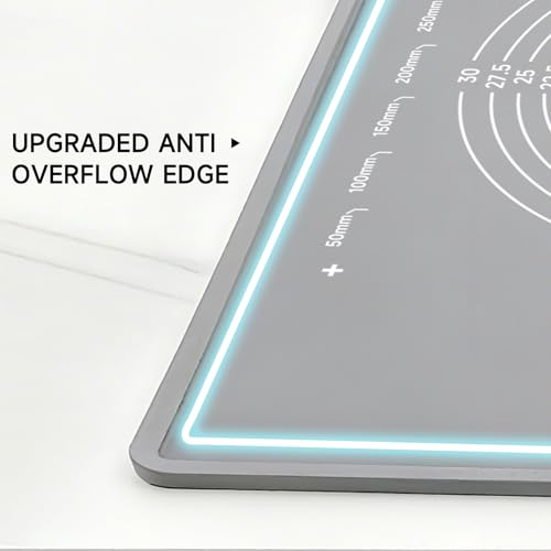 LCOCWMYS Silicone Pastry Mat, 27" x 20" Dough Rolling Mat with Raised Lip - size: 27"L x 20"W